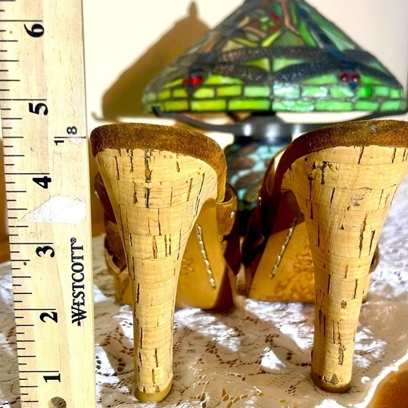 Michael Kors Woodstock heeled & pump slides Suede & Cork in GUC Sz 6 - Picture 8 of 8